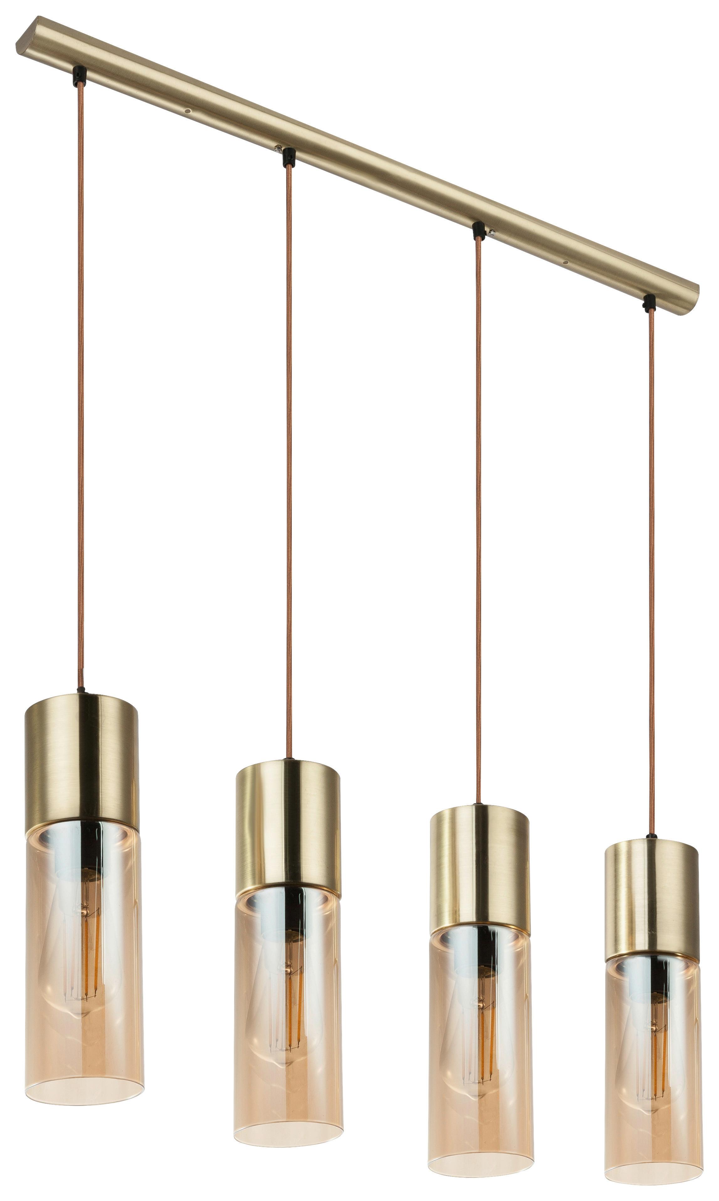 Hängeleuchte Nopä Gold/Champagner max. 25 Watt - Champagner/Goldfarben, KONVENTIONELL, Glas/Metall (80/9/156cm)