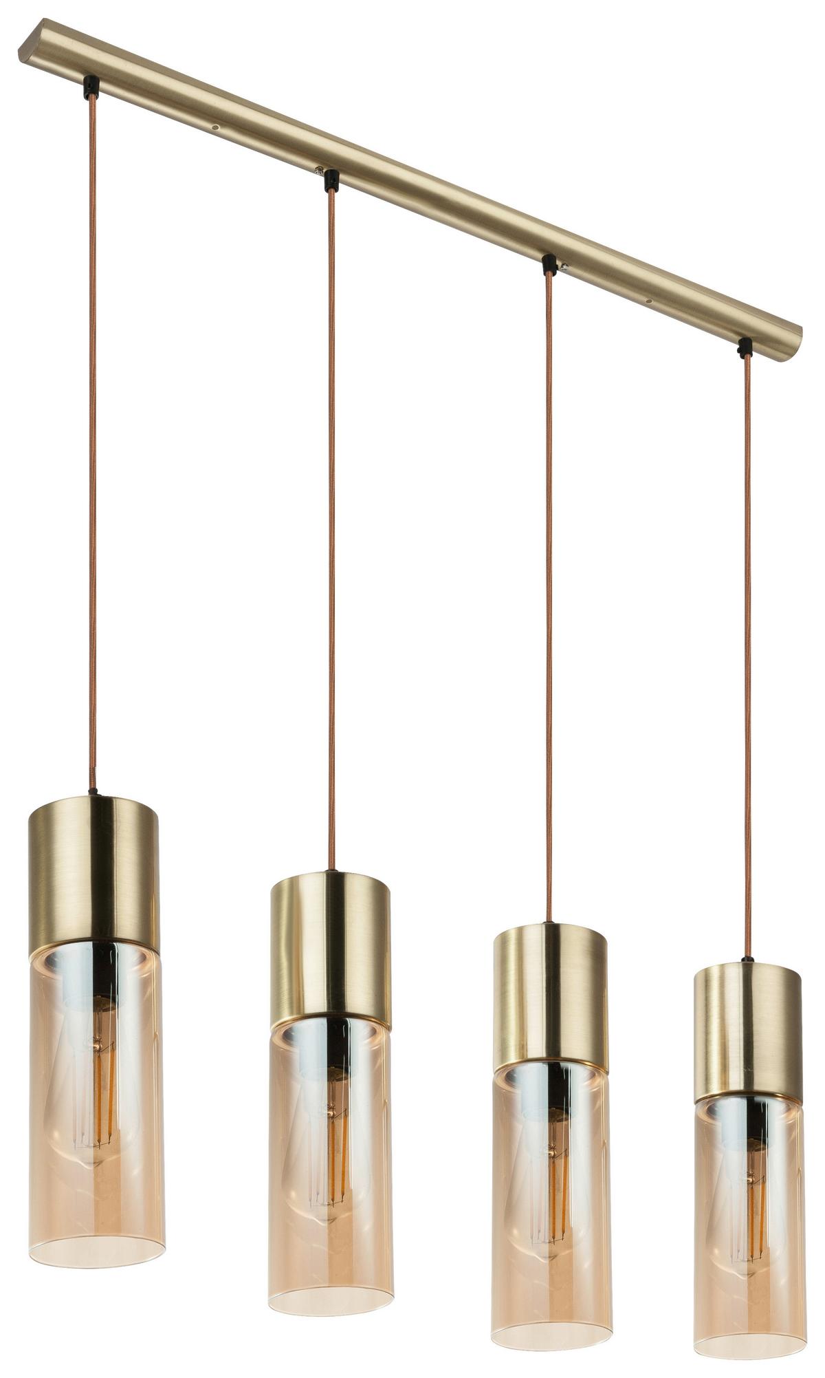 Hängeleuchte Nopä Gold/Champagner max. 25 Watt - Champagner/Goldfarben, KONVENTIONELL, Glas/Metall (80/9/156cm)