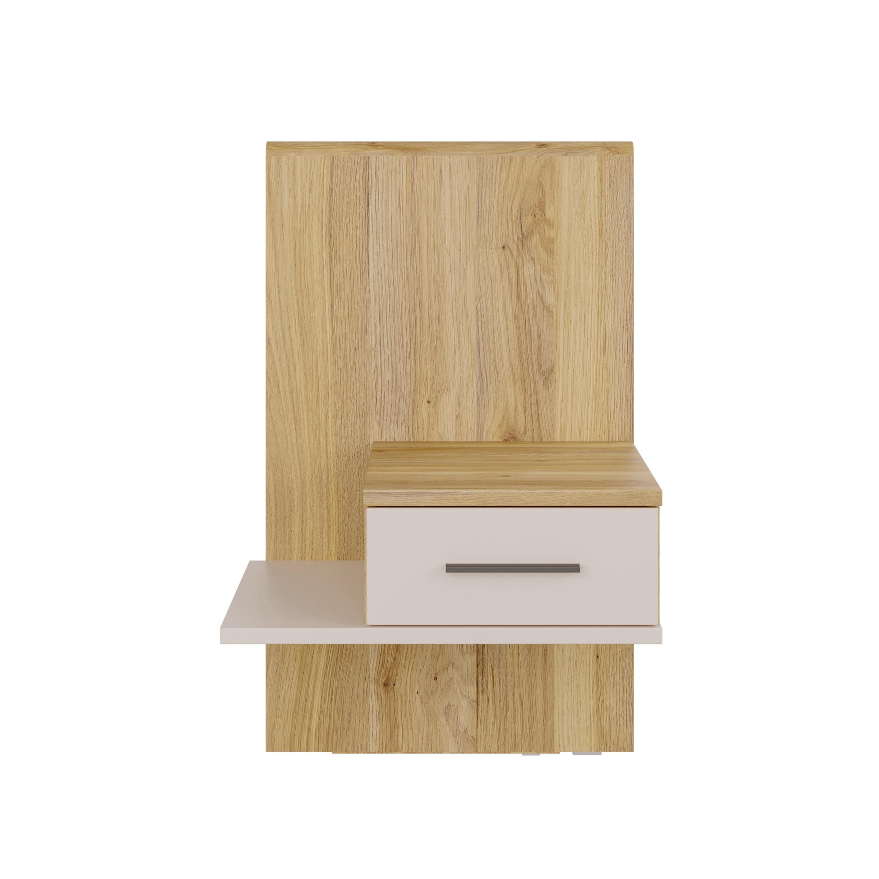 Noćni Ormarić Bellevue - siva/boje hrasta, Konvencionalno, drvni materijal/plastika (57,3/95,5/47,4cm) - Modern Living