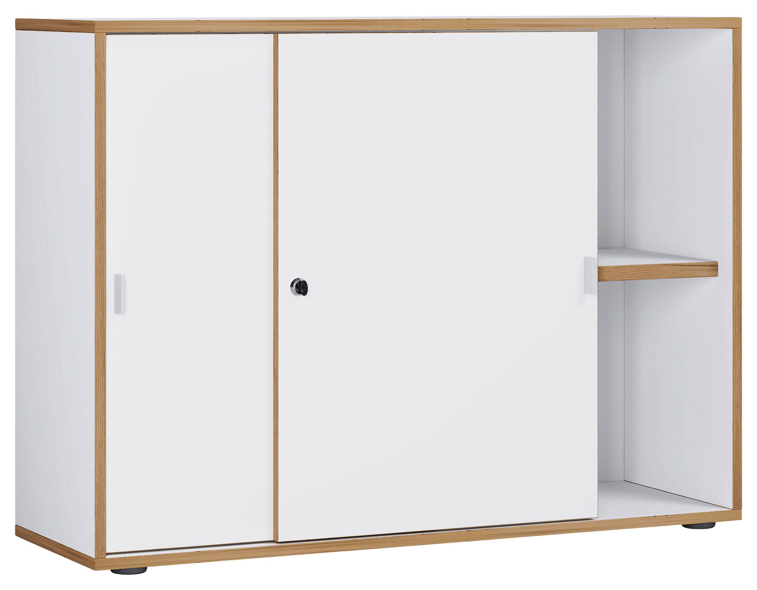Arhivska Omara Salia B100, Bela, Barva Hrasta - bela/medeni hrast, Design, leseni material (100/74/33cm) - Livetastic