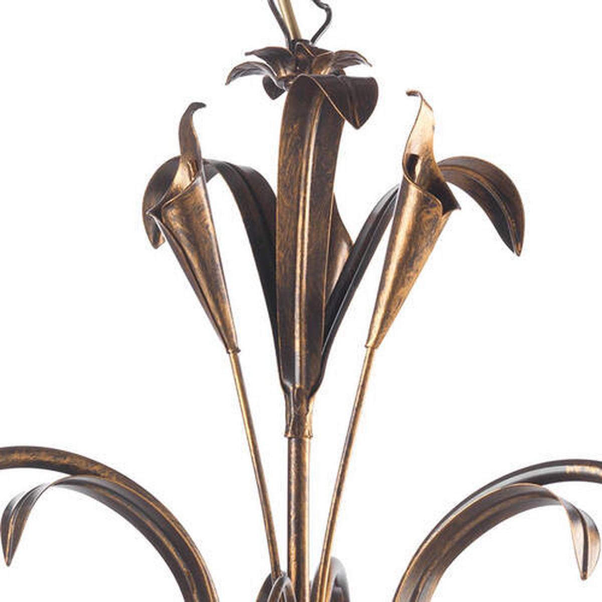 Kronleuchter Lucrezia Bronzo Bronzefarben max. 6 Watt - Bronzefarben, Natur, Glas/Metall (60/100cm)