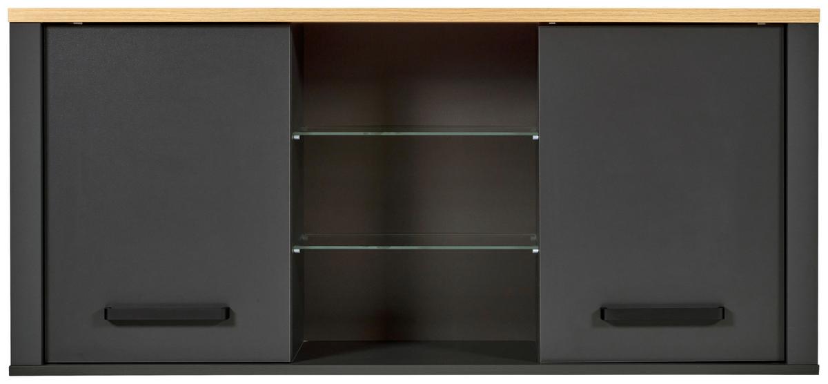 Hängeschrank Venet, Anthrazit/Artisan Eiche - Anthrazit/Schwarz, ROMANTIK / LANDHAUS, Glas/Holzwerkstoff (130,3/57,5/33cm) - Mömax