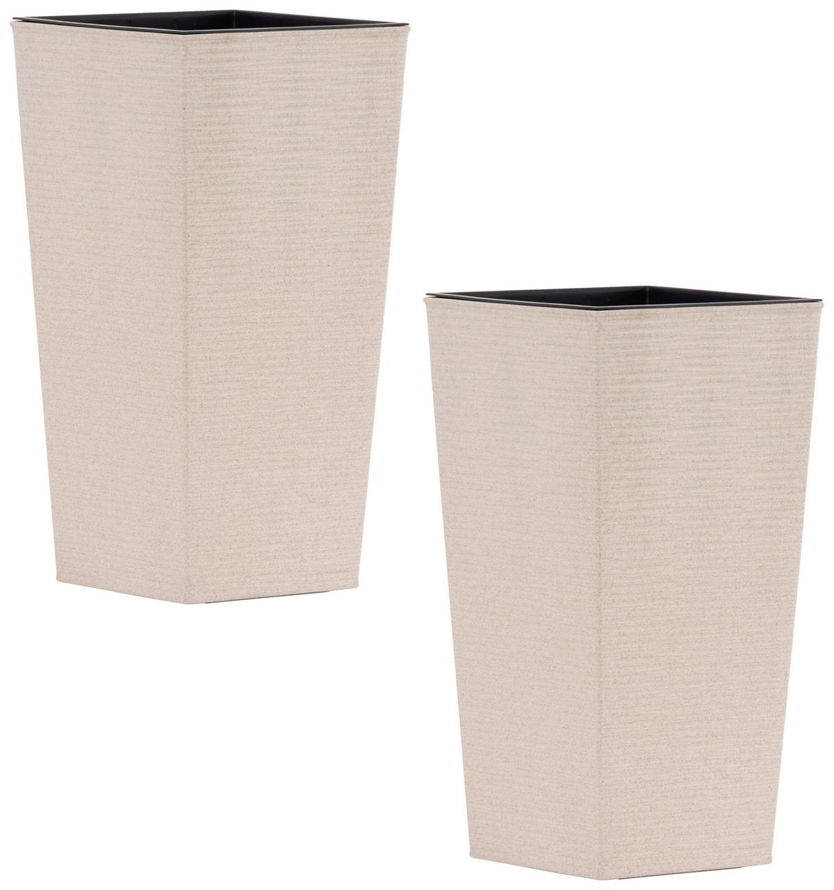 Übertopf-Set Creme, 2-teilig - Creme, Basics, Kunststoff (30/57/30cm) - Siena Garden