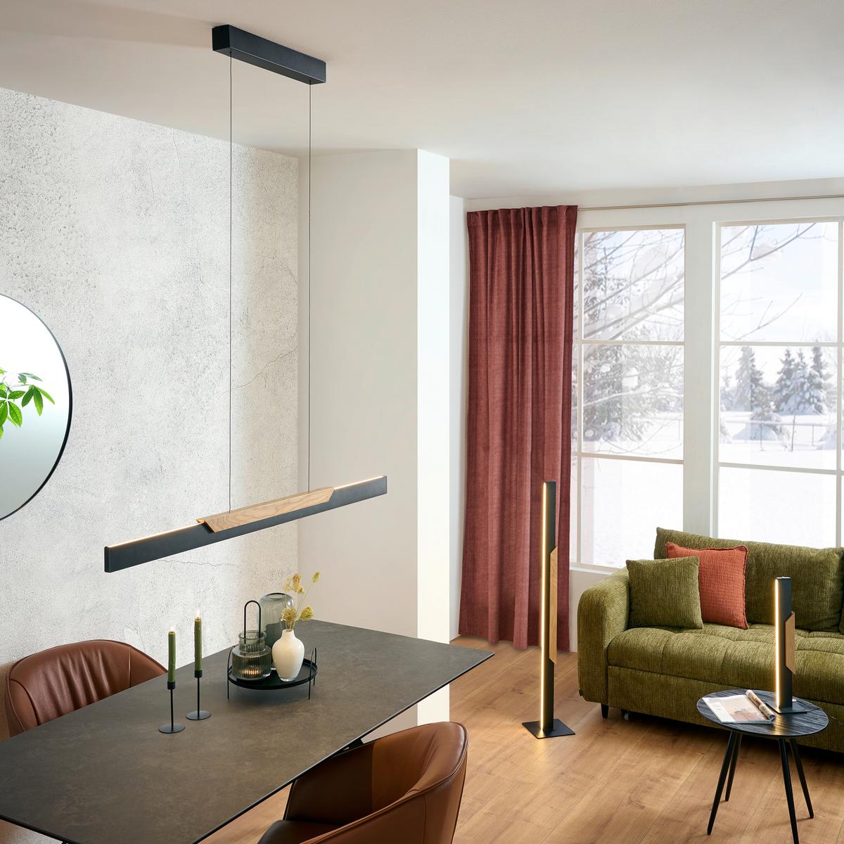 LAMPA STOJĄCA LED G70195/76 ARCUS - czarny/dąb bianco, Natur, tworzywo sztuczne/metal (20/20/126cm) - Brilliant