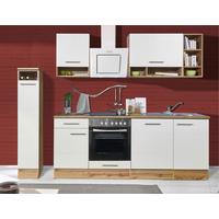 Küchenzeile Economy o. Geräte Weiß/Wildeiche B: ca. 250 cm - Wildeiche/Silberfarben, Basics, Holzwerkstoff/Metall (250/205cm) - Respekta