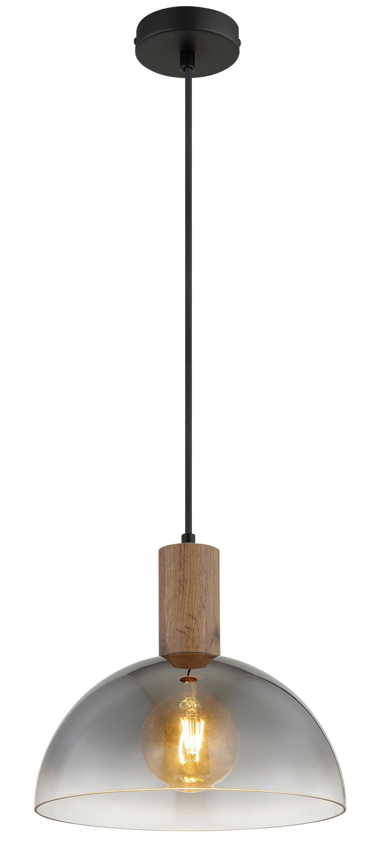 Hängeleuchte 30660146 Romy - Klar/Dunkelbraun, Design, Glas/Holz (30/120cm) - Globo