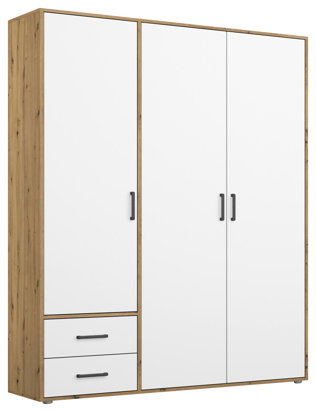 DULAP  USI ROTATIVE VOYAGER - alb/stejar Artisan, Modern, material pe bază de lemn (140/194/53cm) - Modern Living