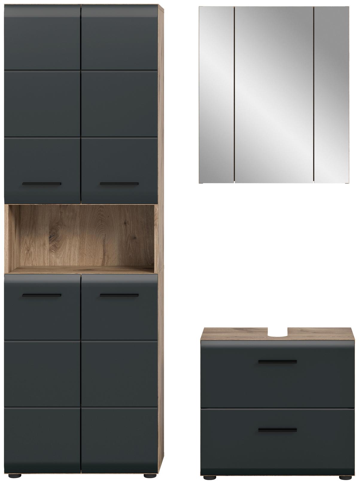 BADEZIMMER ICE - Eiche dunkel/Schwarz, Basics, Holzwerkstoff/Kunststoff (120cm) - MID.YOU