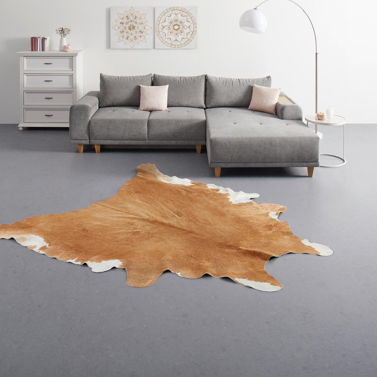 Rinderfell Christoph in diversen Farben - Schwarz/Braun, MODERN, Textil (4,5qm) - Modern Living