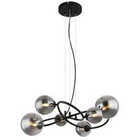 LED-Hängeleuchte Riha Schwarz max. 3,5 Watt - Transparent/Schwarz, Design, Glas/Kunststoff (62,2/58,8/120cm) - Globo