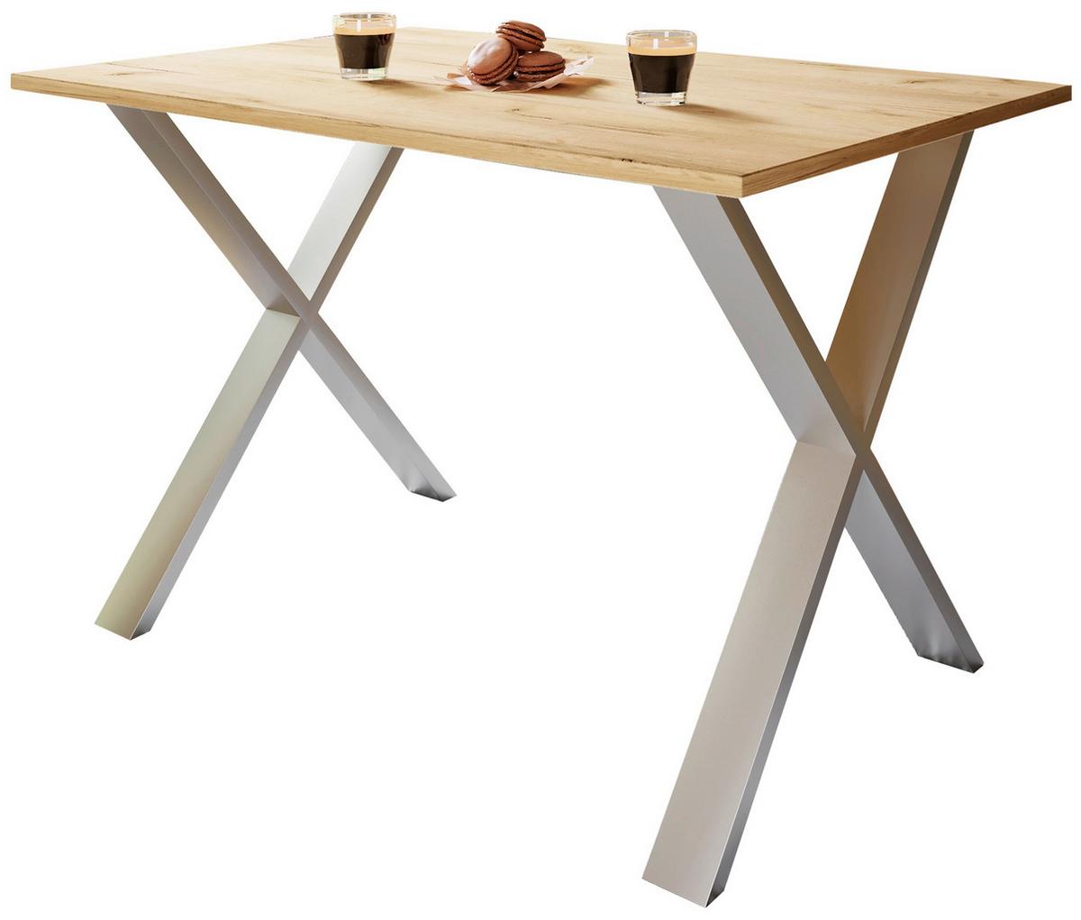 Pisalna Miza Lona, Barva Hrasta, Srebrna, 160x80cm - srebrne barve/medeni hrast, Design (140/80/76cm) - MID.YOU