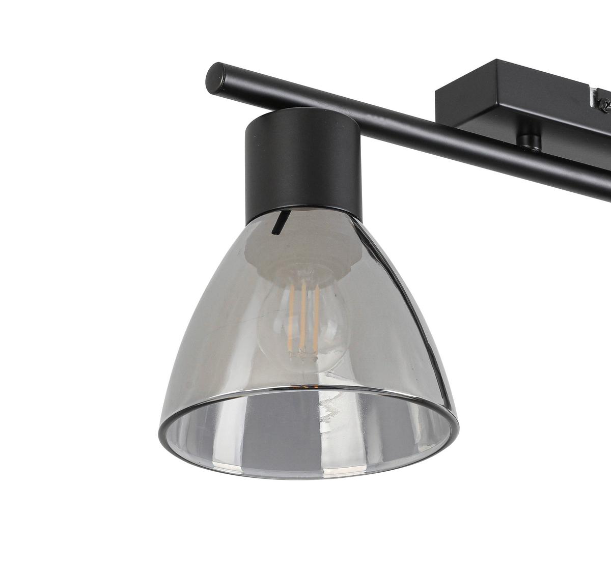 Stropna Svetilka Komol - črna/prosojno, Moderno, kovina/steklo (66/13/22cm) - Modern Living
