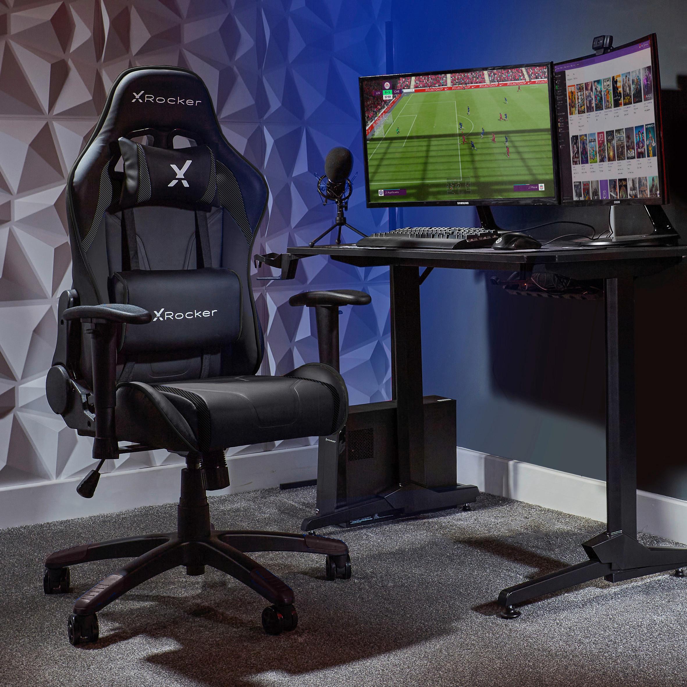 Gamingsessel Agility ca. 55x113x62,5cm Schwarz - Schwarz, MODERN, Kunststoff/Textil (55/113/62,5cm) - X Rocker