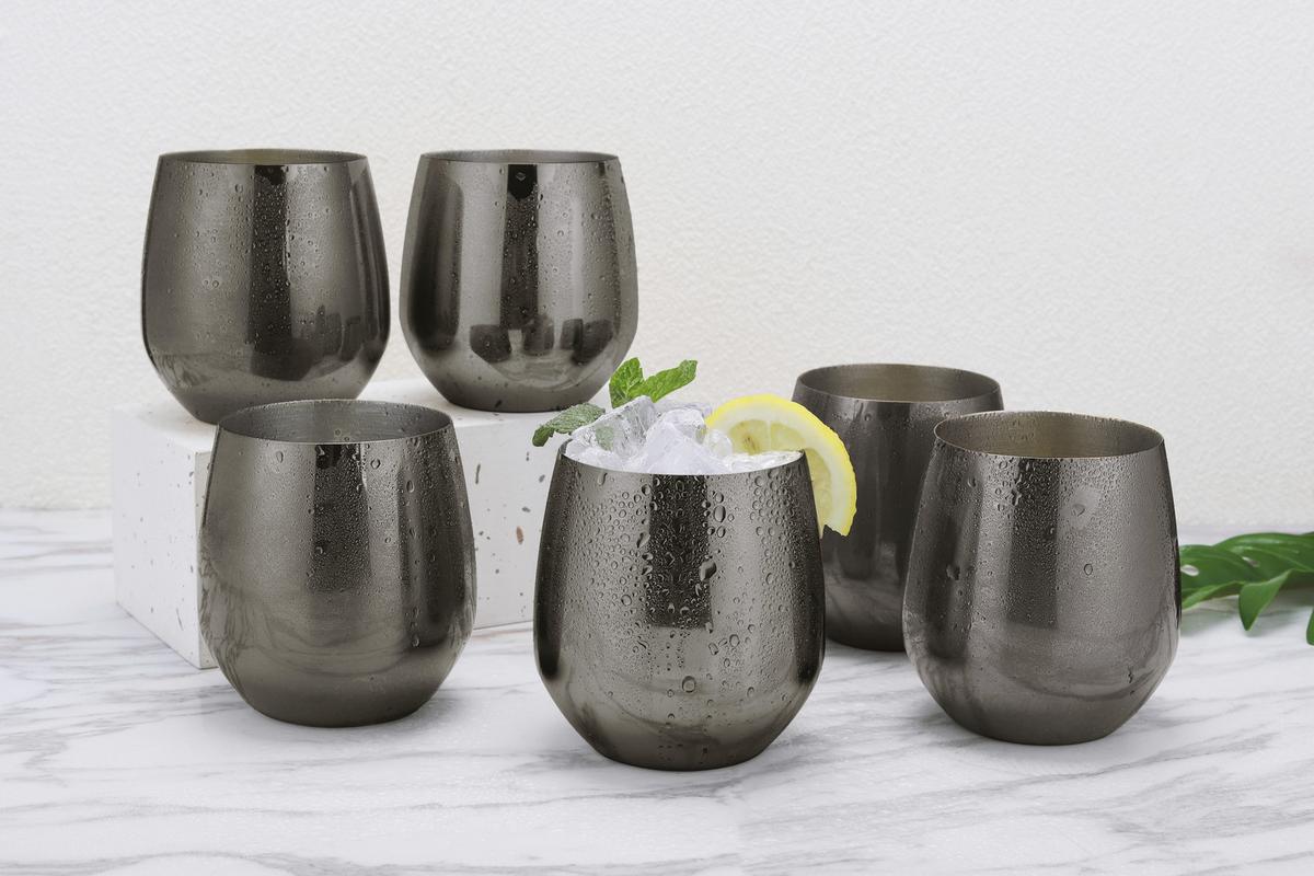 Gläserset Echtwerk Schwarz, 6-teilig - Schwarz, Trend, Metall (9,6cm) - Echtwerk