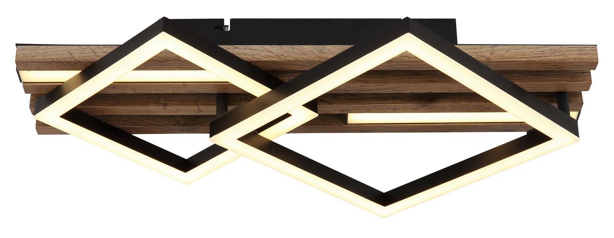 Led Stropna Svjetiljka Obrien - bijela/tamno smeđa, Natur, drvni materijal/metal (47,5/31/9,5cm) - Globo