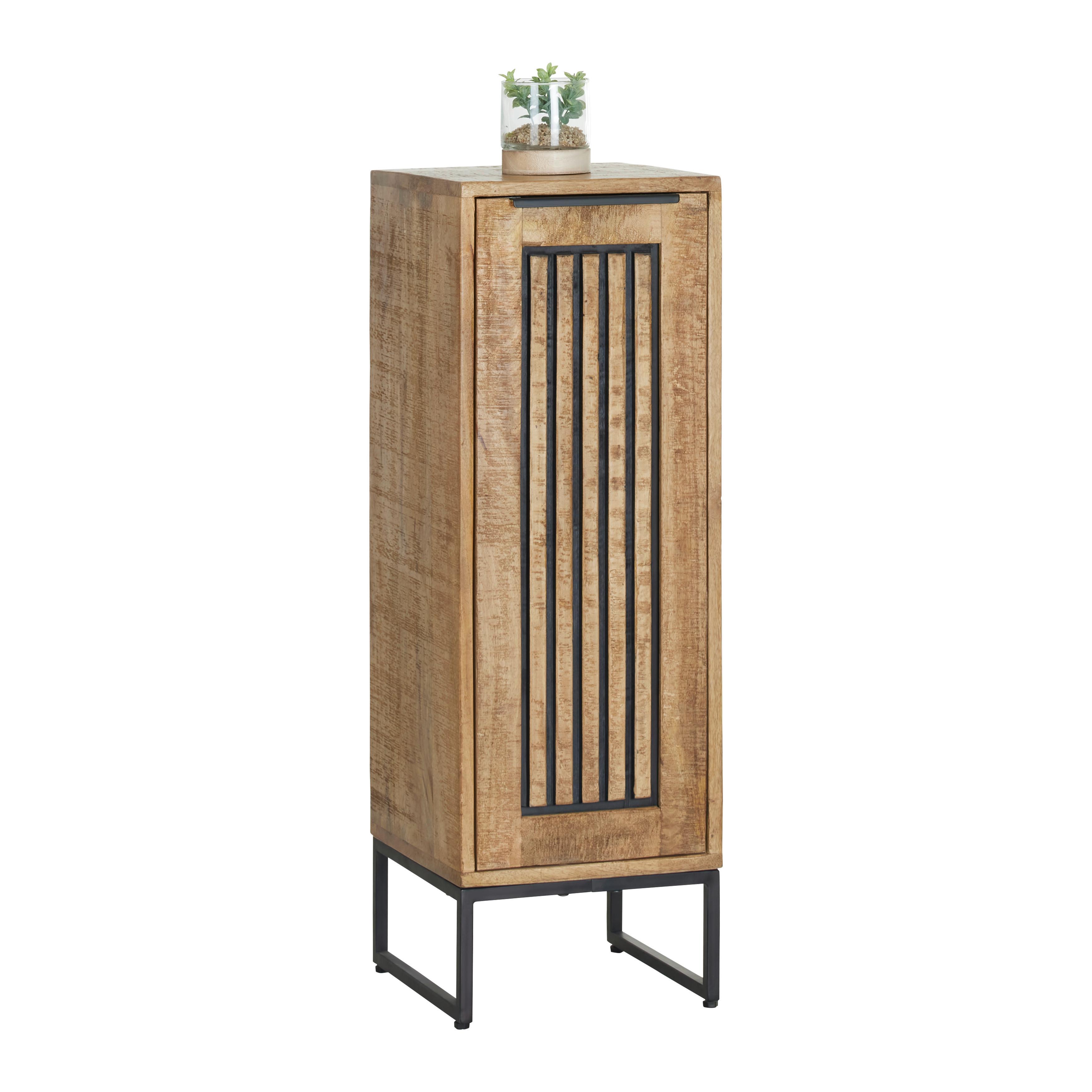 Seitenschrank Everest Naturfarben/Schwarz - Schwarz/Naturfarben, Natur, Holz/Metall (30/90/32cm) - Mömax