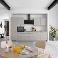 Küchenblock Touch High m. Geräten Grau - Eiche dunkel/Edelstahlfarben, MODERN, Holzwerkstoff/Metall (330cm) - Nobilia