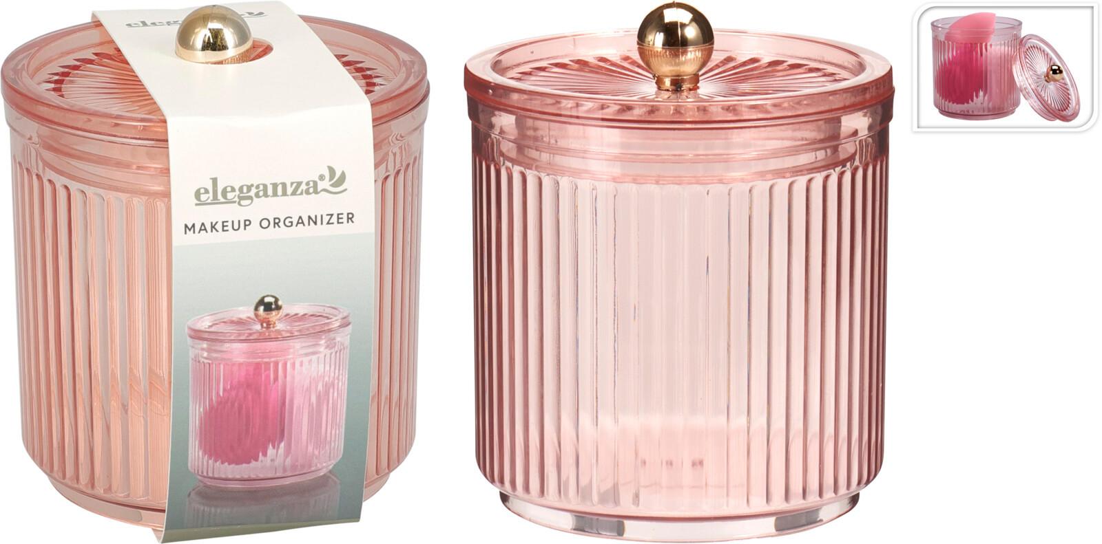 Organizator pentru cosmetice Pink Stripe - roz deschis, Modern, plastic (8,5/9,5cm)