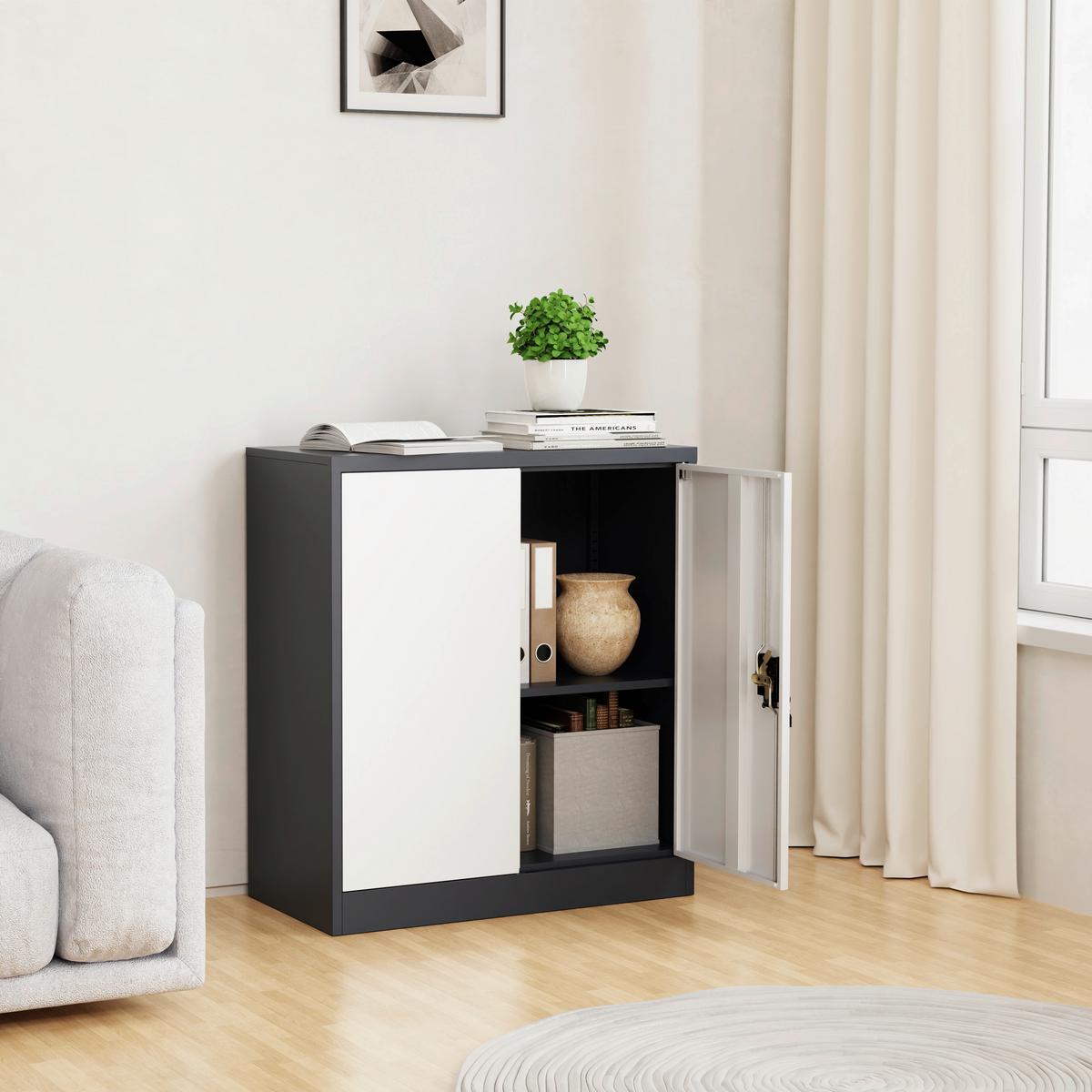 Aktenschrank Malivo - Weiss/Anthrazit, Konventionell, Metall (80/90/40cm) - MID.YOU