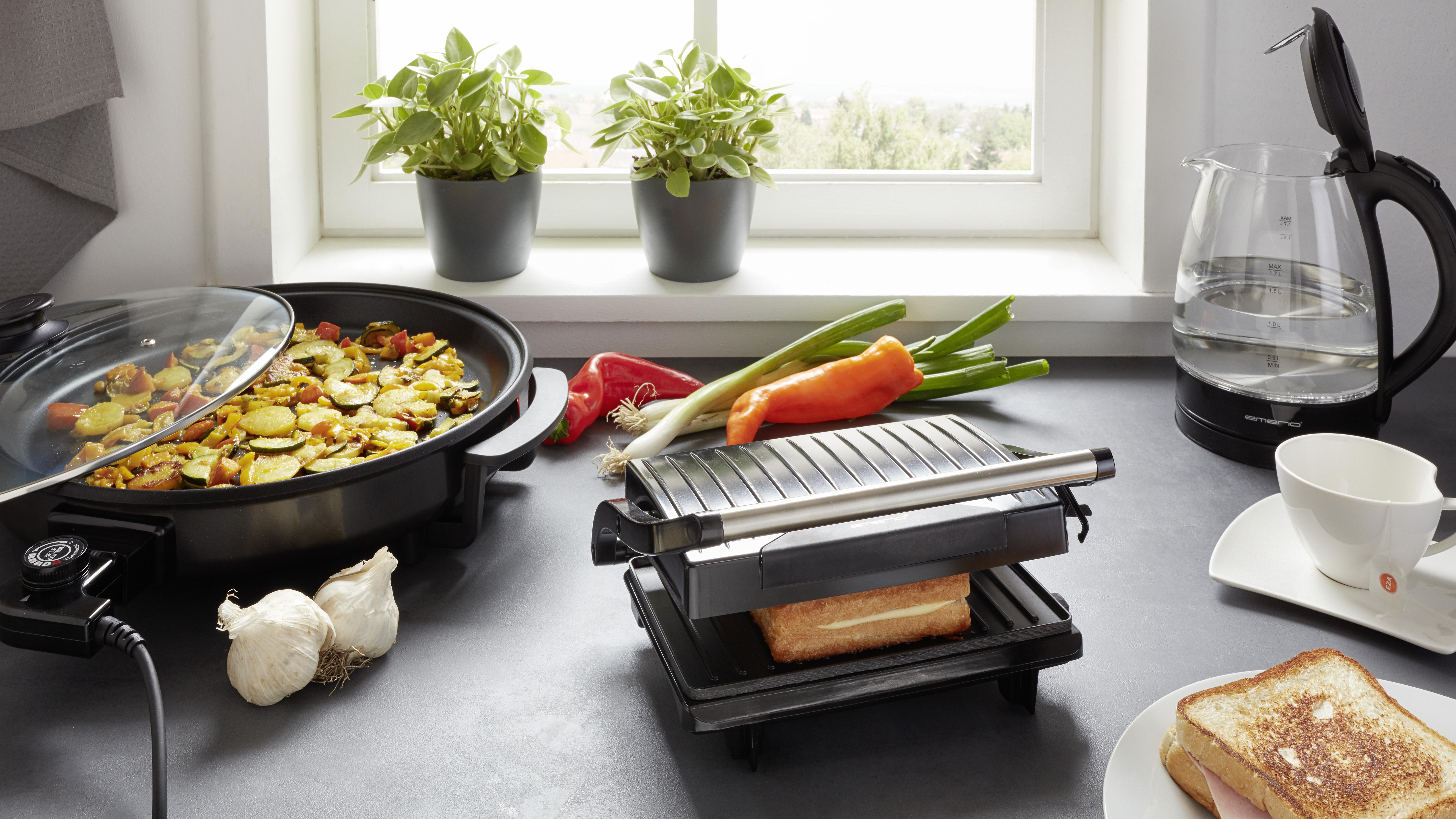 Kontaktgrill Fred in Schwarz max. 750Watt - Schwarz, KONVENTIONELL, Metall (27,9/21,8/8,6cm)