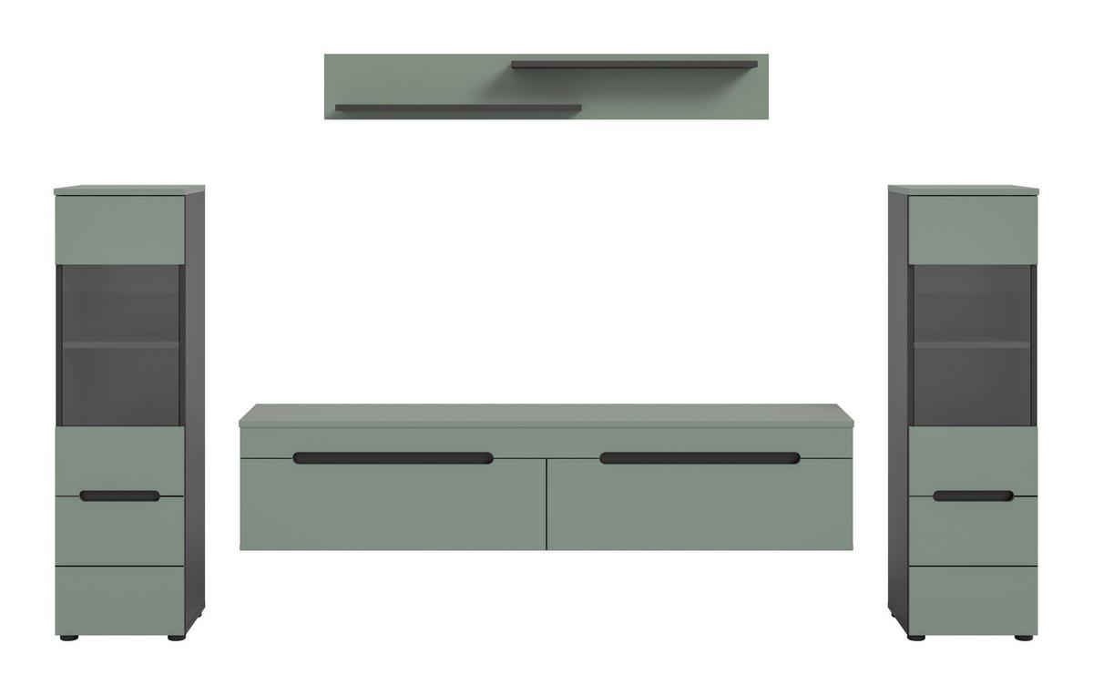 Dnevni Regal Canu, Sivozelena, 4-Delni - črna, Design, umetna masa/leseni material (272/141/33cm) - Livetastic