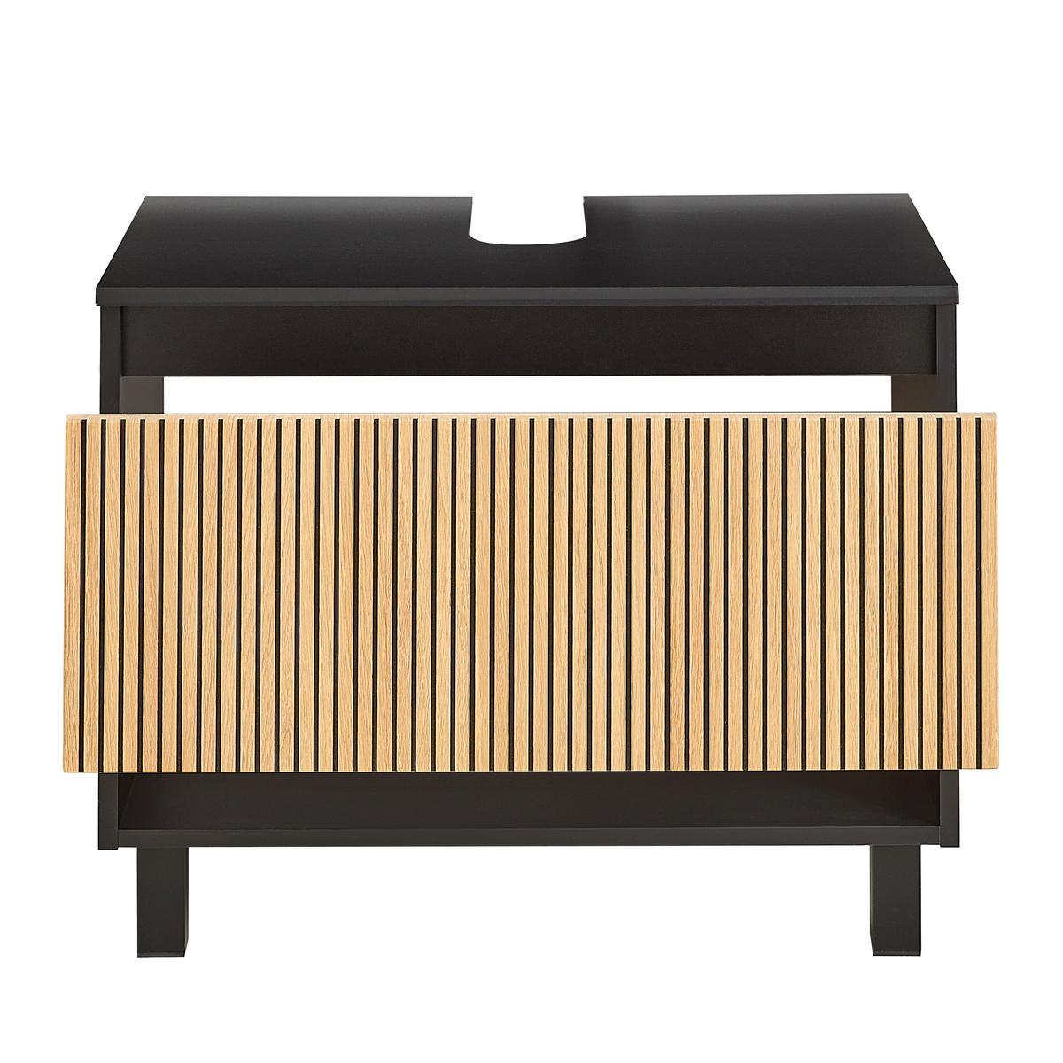 Omarica Za Pod Umivalnik Venezia -Exklusiv- - črna/barve hrasta, Trendi, leseni material (70/60/45cm) - Mömax