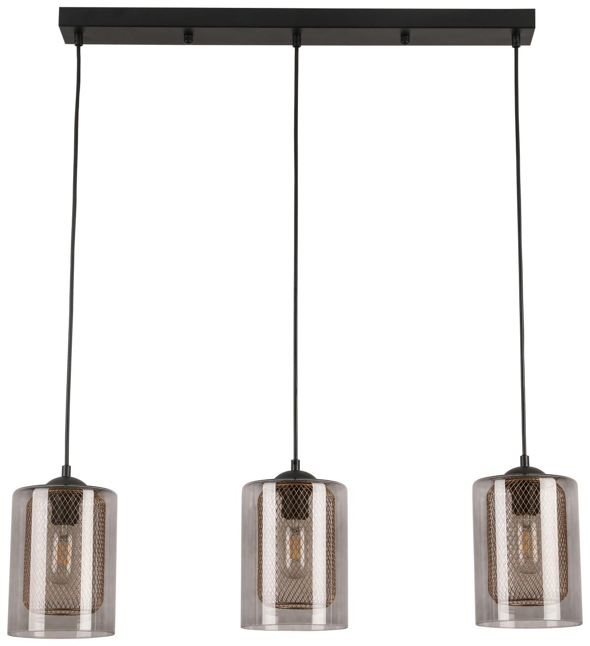 Hängeleuchte Jirmi max. 25 Watt - Goldfarben/Schwarz, MODERN, Glas/Metall (81/15,5/120cm) - Premium Living
