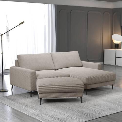 Wohnlandschaft Cora Graubraun - Graubraun/Schwarz, MODERN, Holz/Textil (223/86/161cm) - Mömax