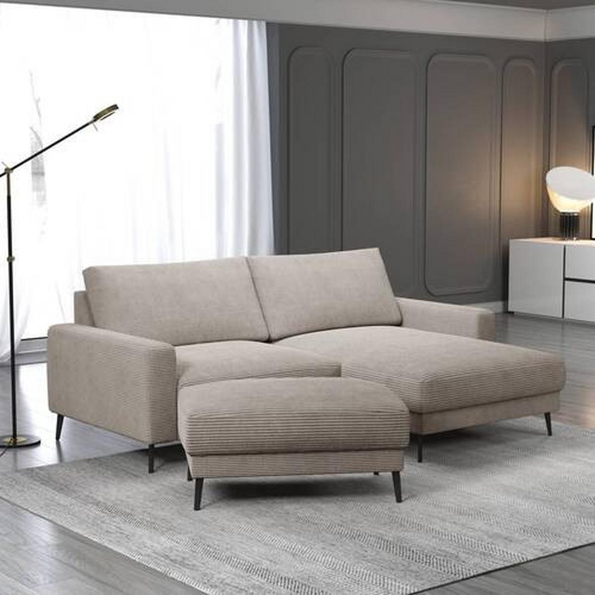 Wohnlandschaft Cora Graubraun - Graubraun/Schwarz, MODERN, Holz/Textil (223/86/161cm) - Mömax