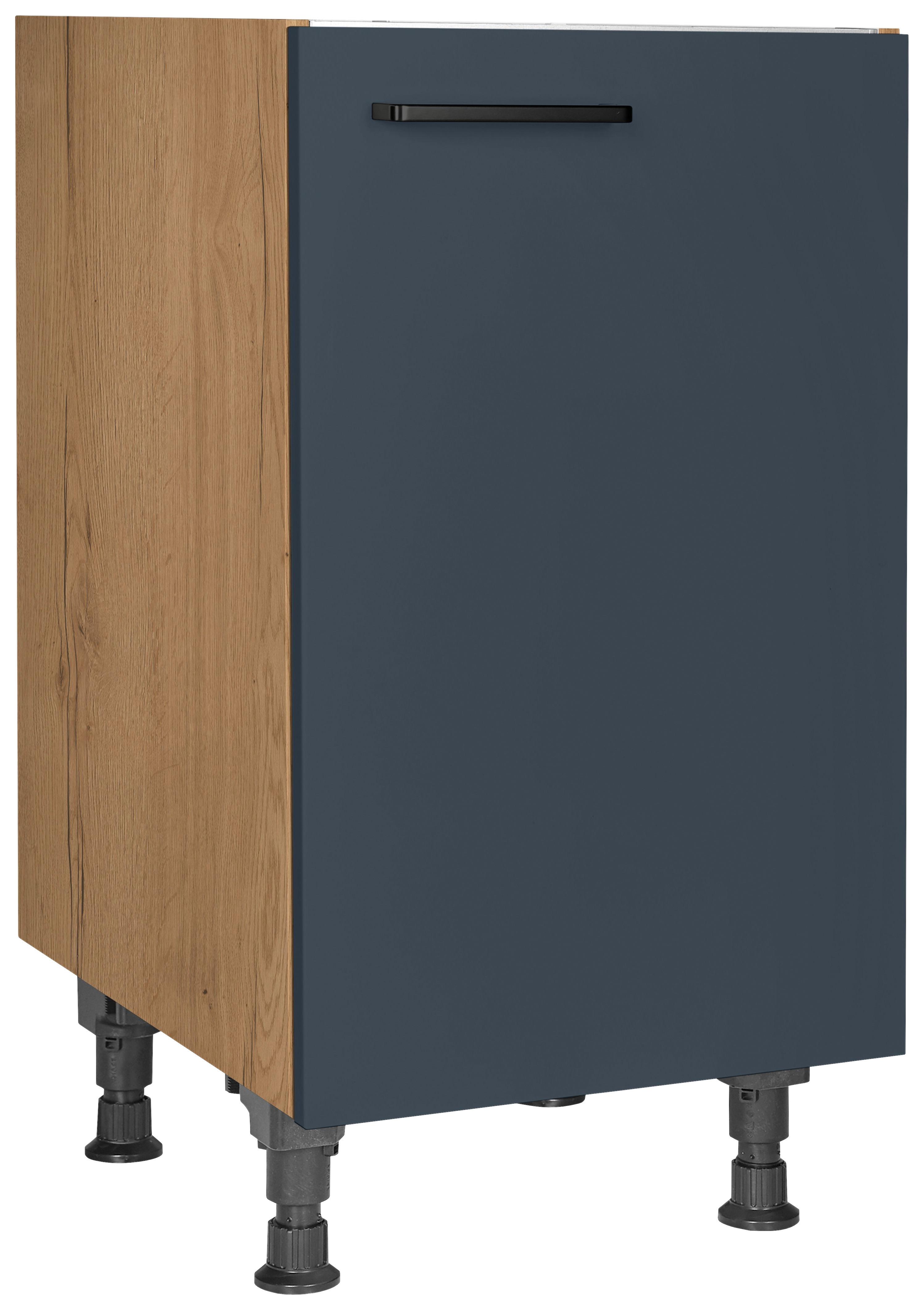 Spülenunterschrank Easytouch Blau - Blau/Eichefarben, MODERN, Holzwerkstoff/Metall (45,0/87,0/56,0cm) - Nobilia