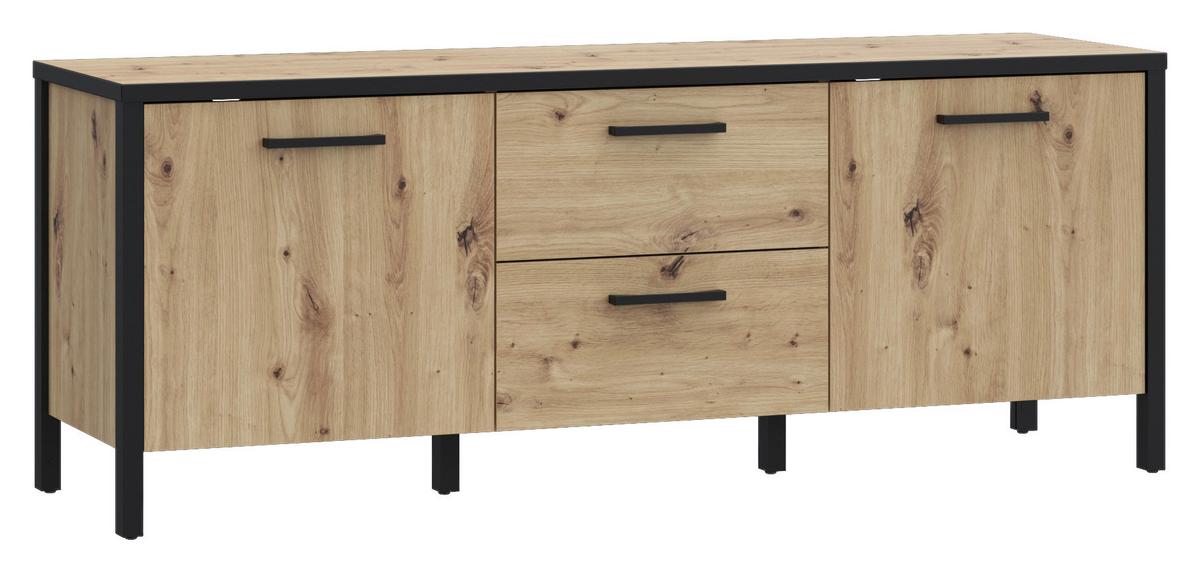 Tv Komoda Kirikus - hrast Artisan/crna, Lifestyle, drvni materijal (139,8/54,3/40,2cm) - Modern Living