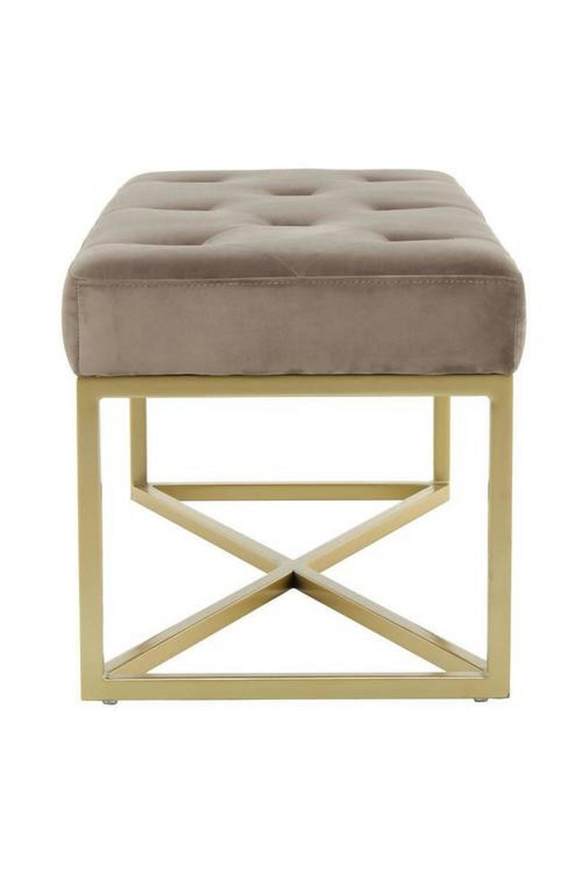 HOCKERBANK QMIZF-TAU - Taupe/Goldfarben, Basics, Holzwerkstoff/Kunststoff (90/40/40cm) - Kayoom