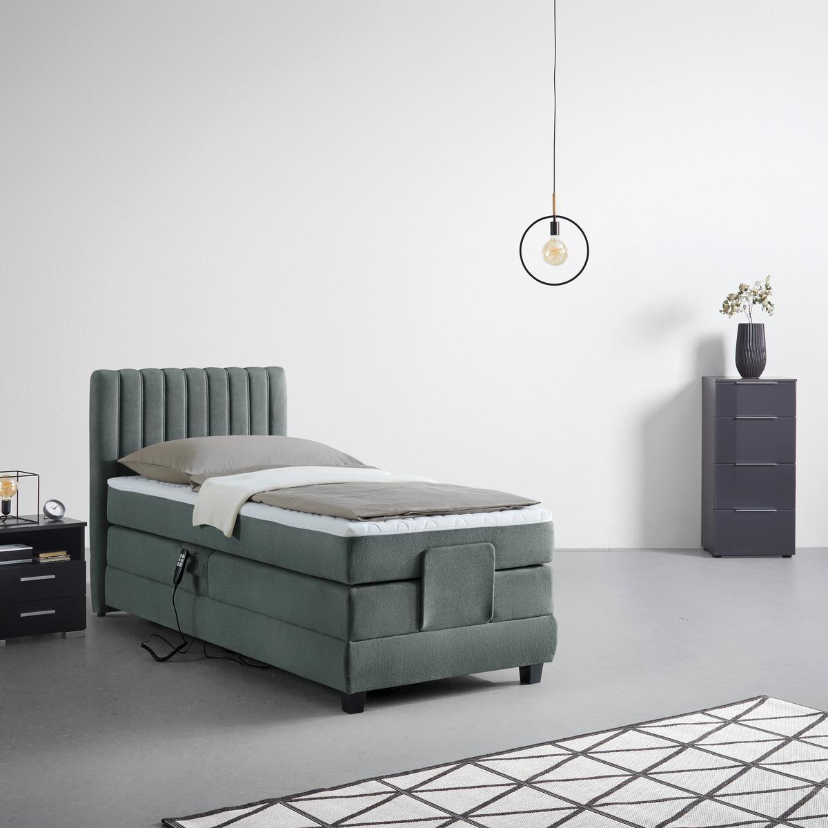 Boxspringbett Dixon Anthrazit ca. 90x200cm - Anthrazit/Schwarz, KONVENTIONELL, Holz/Holzwerkstoff (90/200cm) - Premium Living
