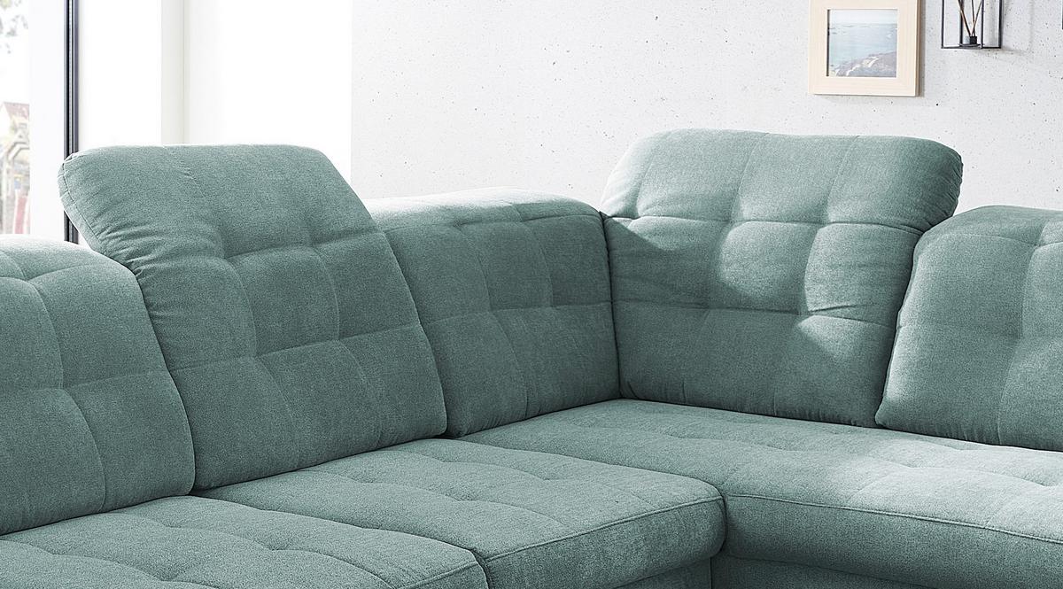 Wohnlandschaft Zira Mintgrün Nylon/Mikrofaser - Chromfarben/Mintgrün, Design, Kunststoff/Textil (169/330/212cm) - Livetastic