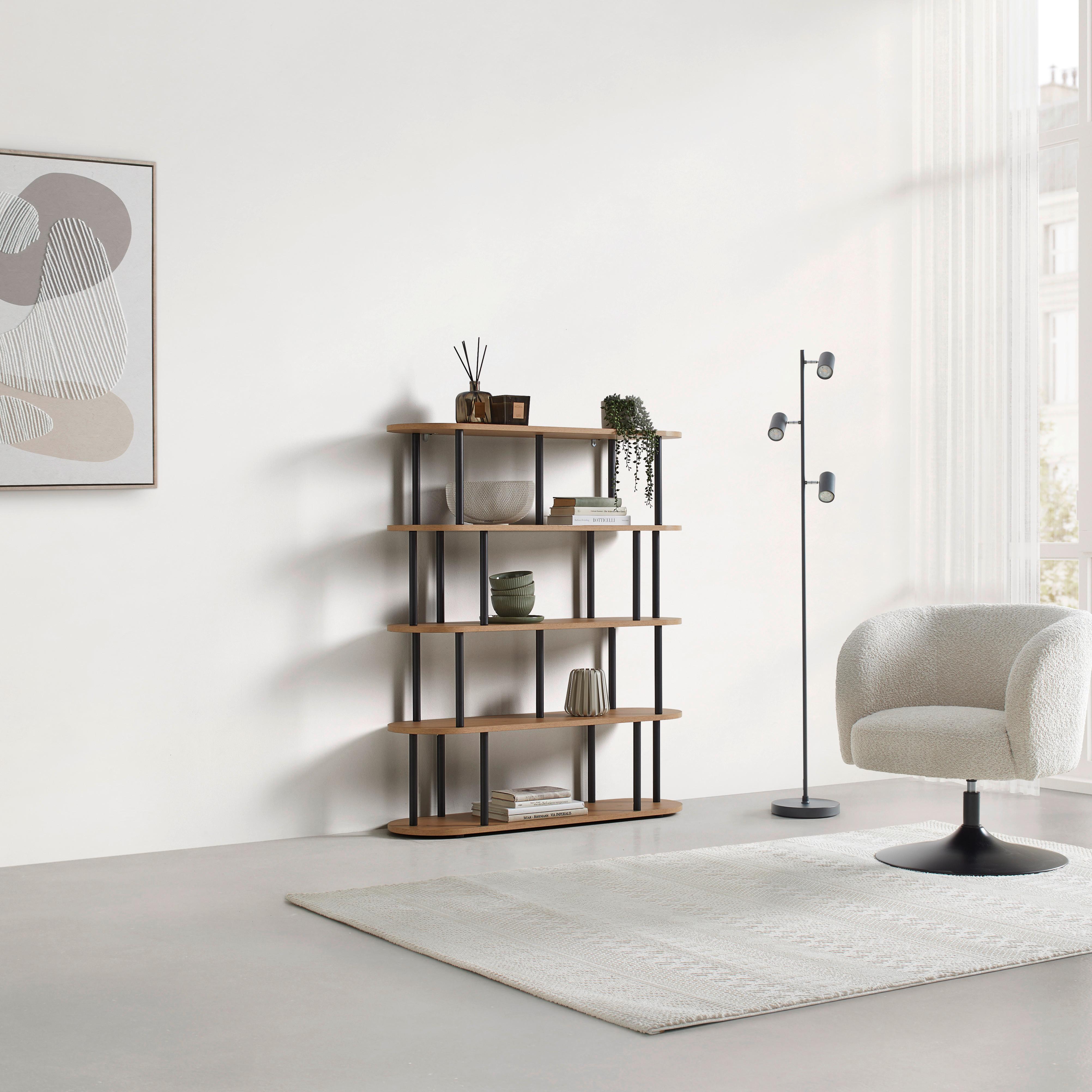 Etajeră NIMO -EXKLUSIV- - stejar Artisan/negru, Modern, metal/material pe bază de lemn (110/129/32cm) - Modern Living