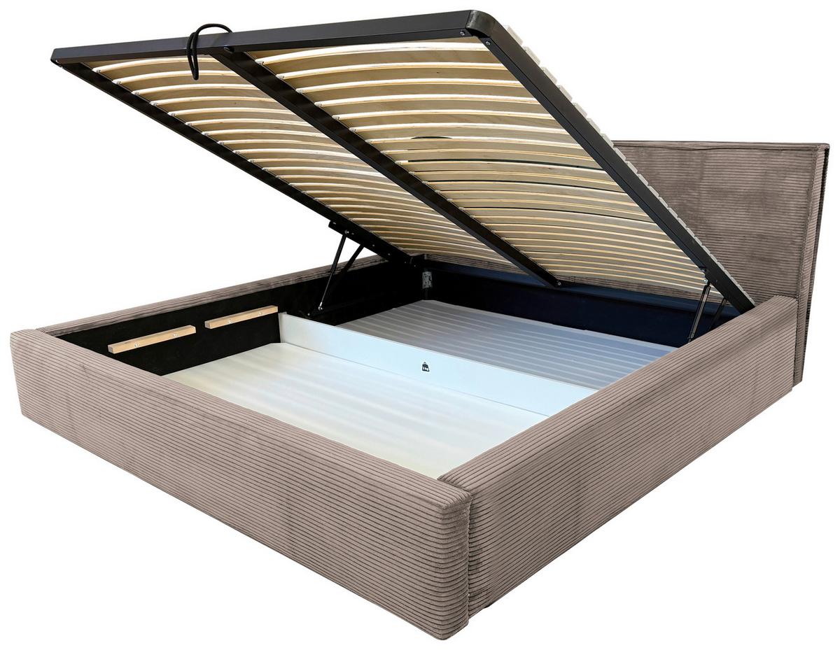 Oblazinjena Postelja Inez, Svetlo Rjava, 180x200cm - svetlo rjava/črna, Moderno, kovina/tekstil (180/200cm) - P & B