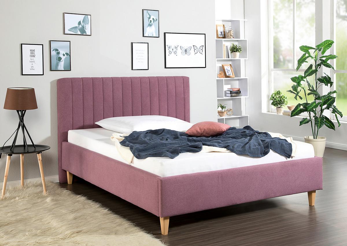 Polsterbett Sierro Beere ca. 100x200 cm - Beere/Naturfarben, MODERN, Holz/Textil (100/200cm) - Livetastic