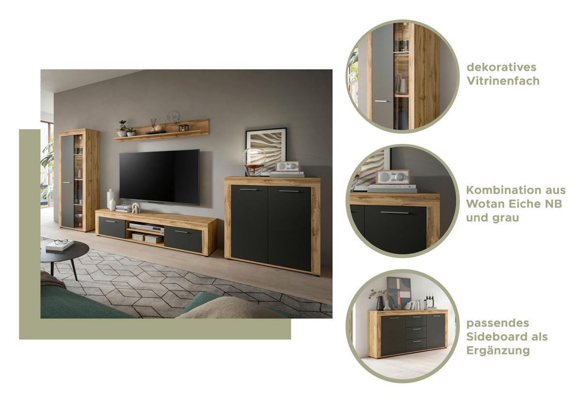 Comodă cu uși JAM - stejar Wotan, Design, material pe bază de lemn (125/80/35cm) - Modern Living