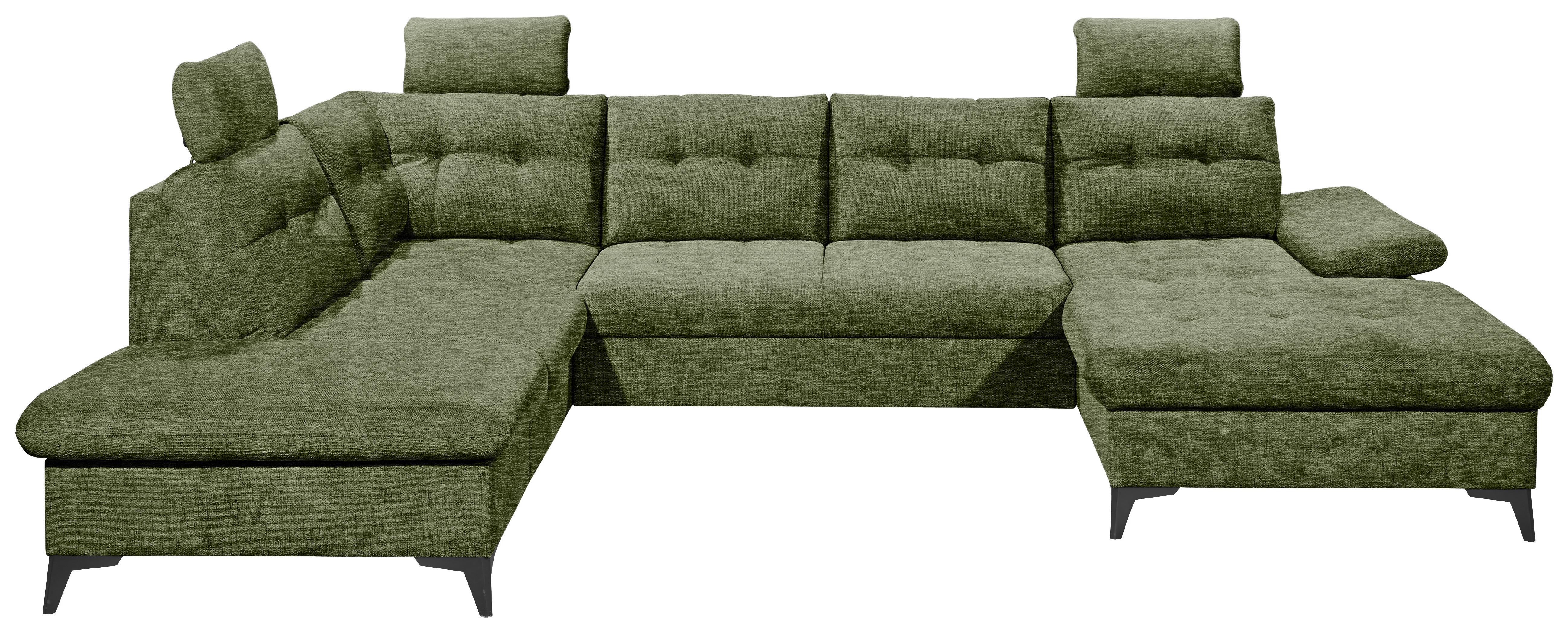 Wohnlandschaft Durban U ca. 218x324x170 cm Olivgrün - Schwarz/Olivgrün, KONVENTIONELL, Kunststoff/Textil (218/324/170cm) - MID.YOU