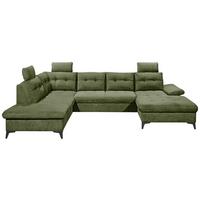 Wohnlandschaft Durban U ca. 218x324x170 cm Olivgrün - Schwarz/Olivgrün, KONVENTIONELL, Kunststoff/Textil (218/324/170cm) - MID.YOU