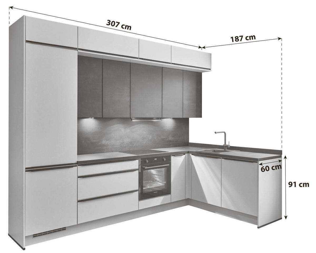 Kuhinjski Blok Las Vegas - temno siva/črna, Moderno, leseni material (307/187cm) - Nobilia