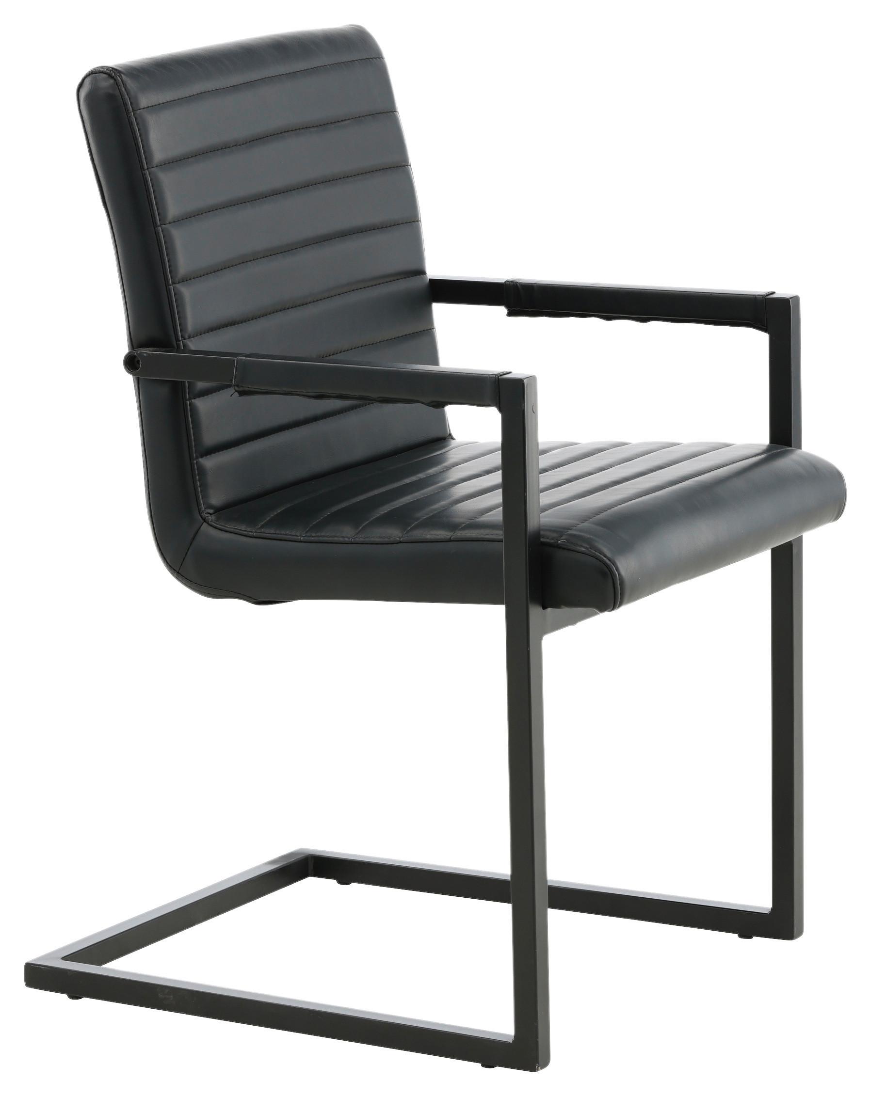 ARMLEHNSTUHL-SET ART - Schwarz, Design, Textil/Metall (54/88/63cm) - Livetastic