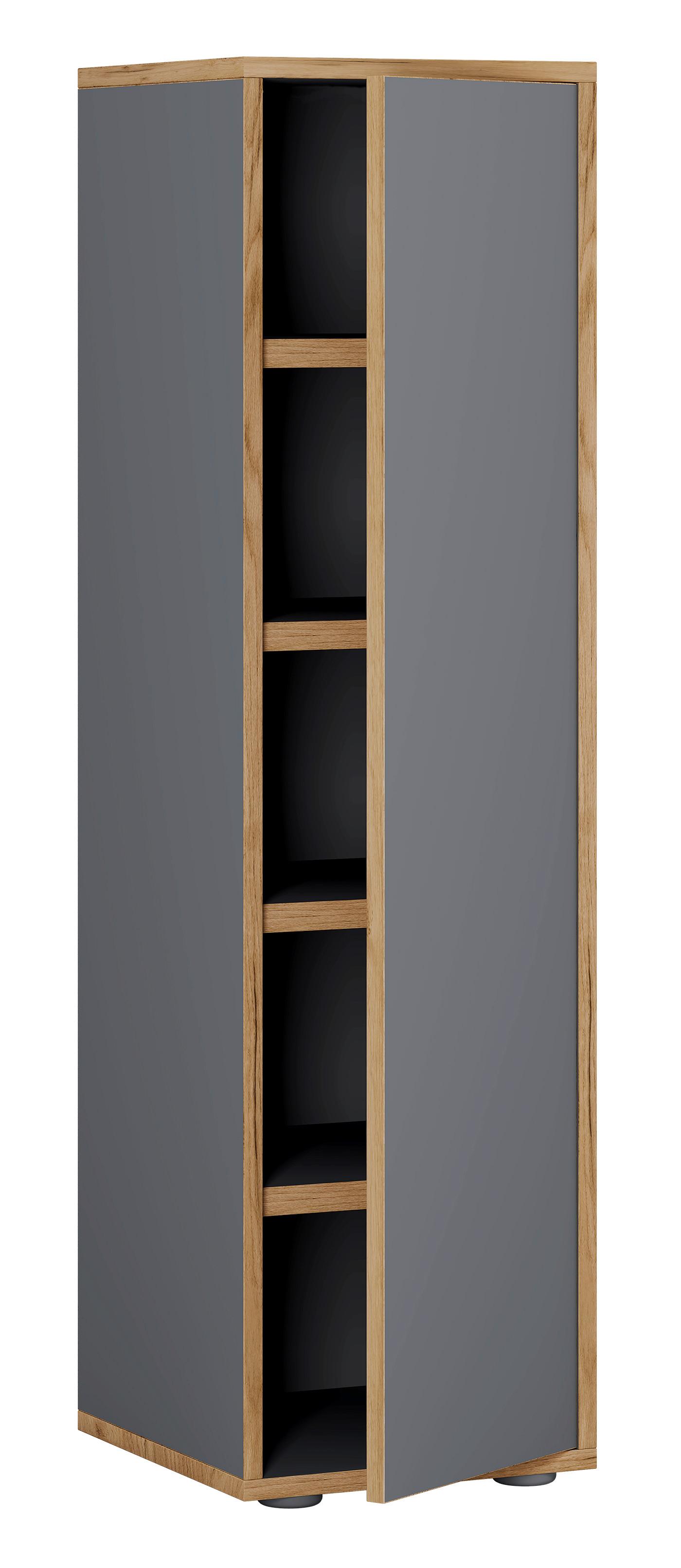 Omara Za Čevlje Salia, Antracit, Barva Hrasta - črna/medeni hrast, Design, umetna masa/leseni material (30/110/33cm) - MID.YOU