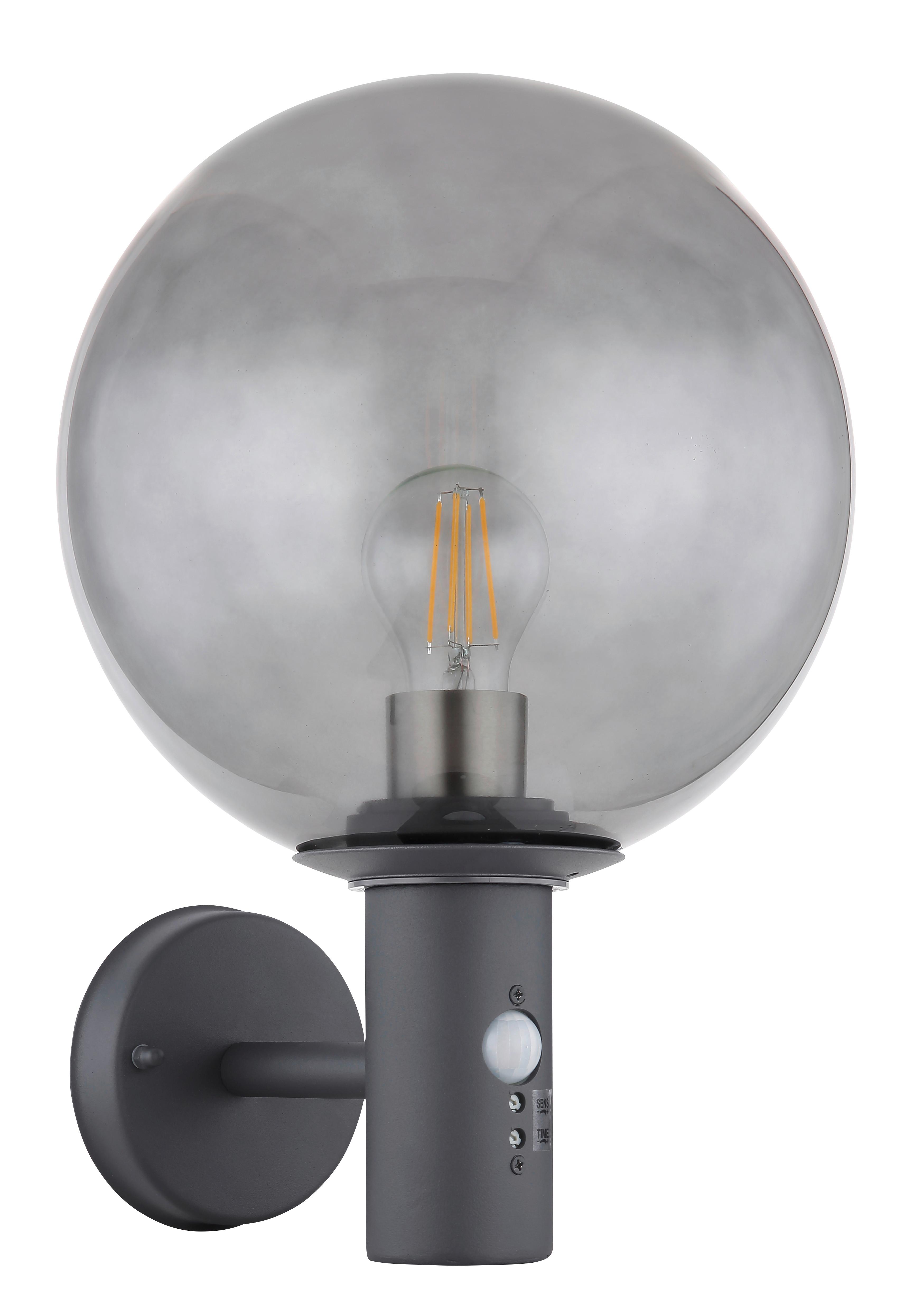 Außenleuchte Hedwig in Anthrazit max. 15 Watt - Anthrazit, Basics, Glas/Metall (25/37cm) - Globo