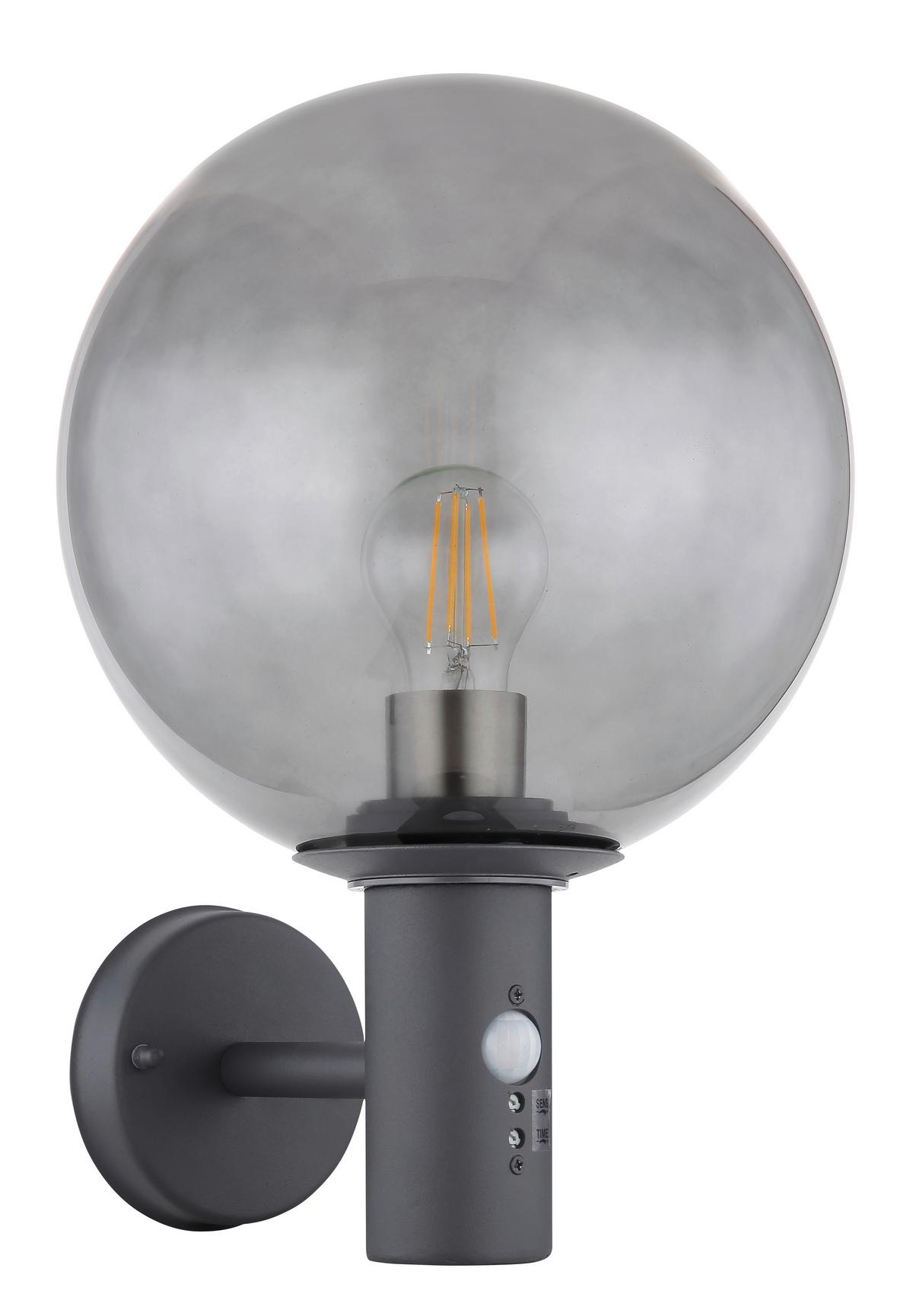 LED-AUSSENLEUCHTE 31865SLMDS - Anthrazit, Konventionell, Glas/Metall (25/37cm) - Globo