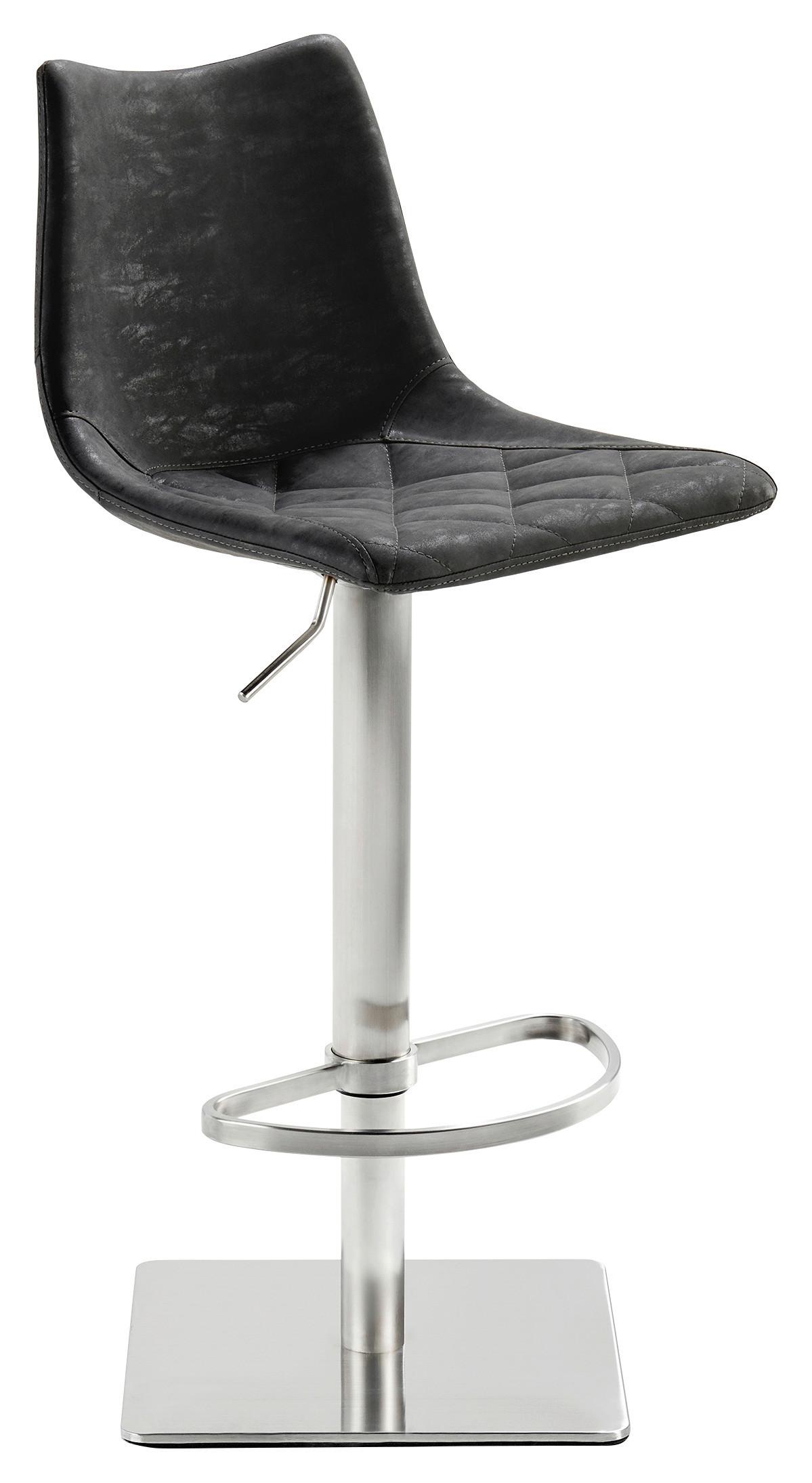 Tresenstuhl "My Tobi", schwarz - Edelstahlfarben/Schwarz, KONVENTIONELL, Holz/Textil (43/85-110/50cm) - Livetastic