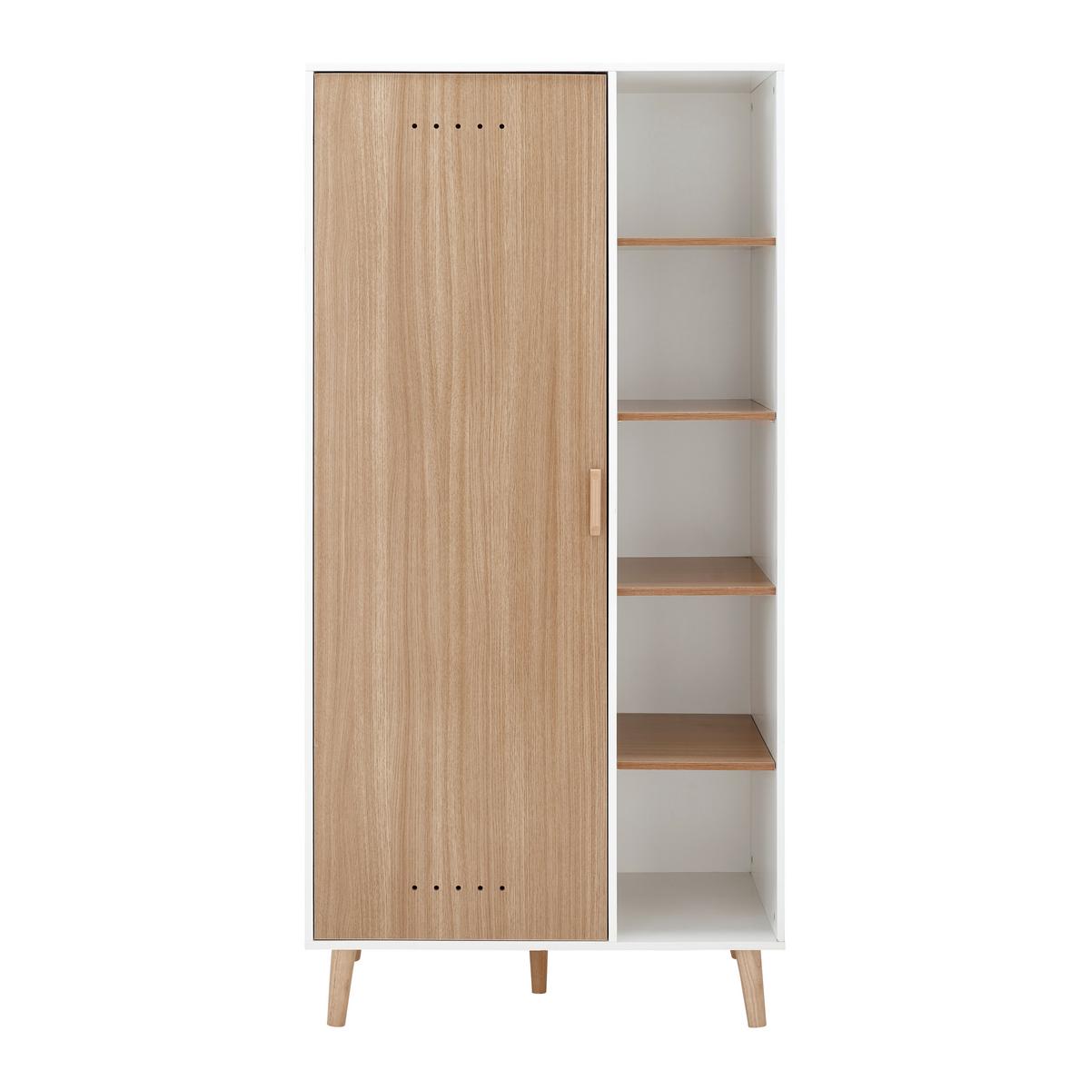 Kleiderschrank Poppy Natur/Weiß ca. 90x185x55 cm - Naturfarben/Weiß, MODERN, Holz/Holzwerkstoff (90/185/55cm) - Bessagi Kids