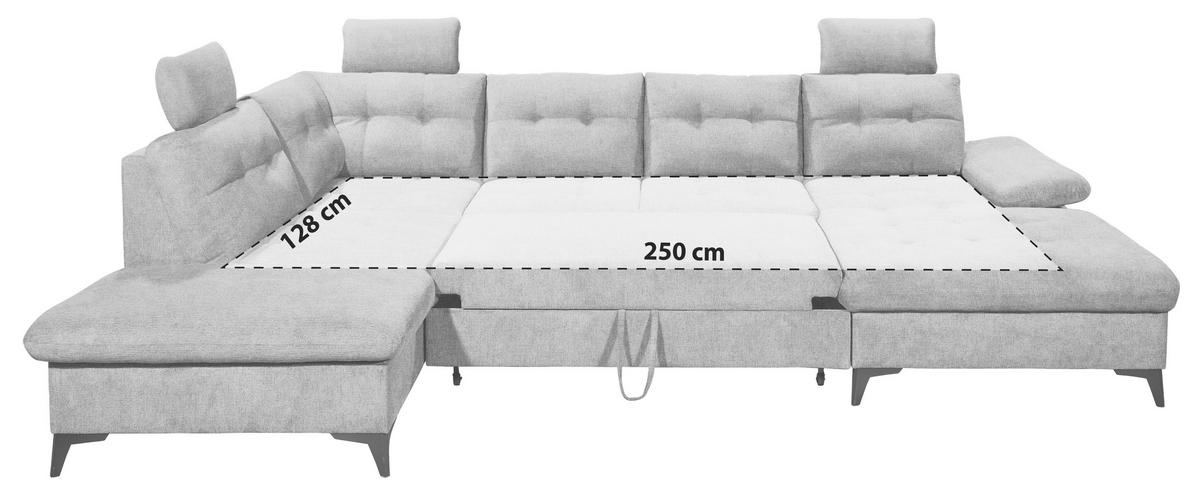 Wohnlandschaft Durban U ca. 218x324x170 cm Eisblau - Blau/Schwarz, KONVENTIONELL, Kunststoff/Textil (218/324/170cm) - MID.YOU