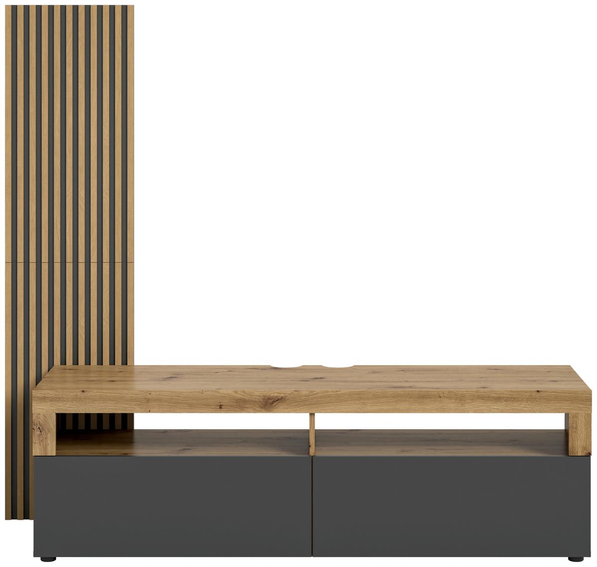 Lowboard Okai ca. 160x90 cm Eiche/Grau - Anthrazit, KONVENTIONELL, Holzwerkstoff/Kunststoff (160/90/45cm) - MID.YOU