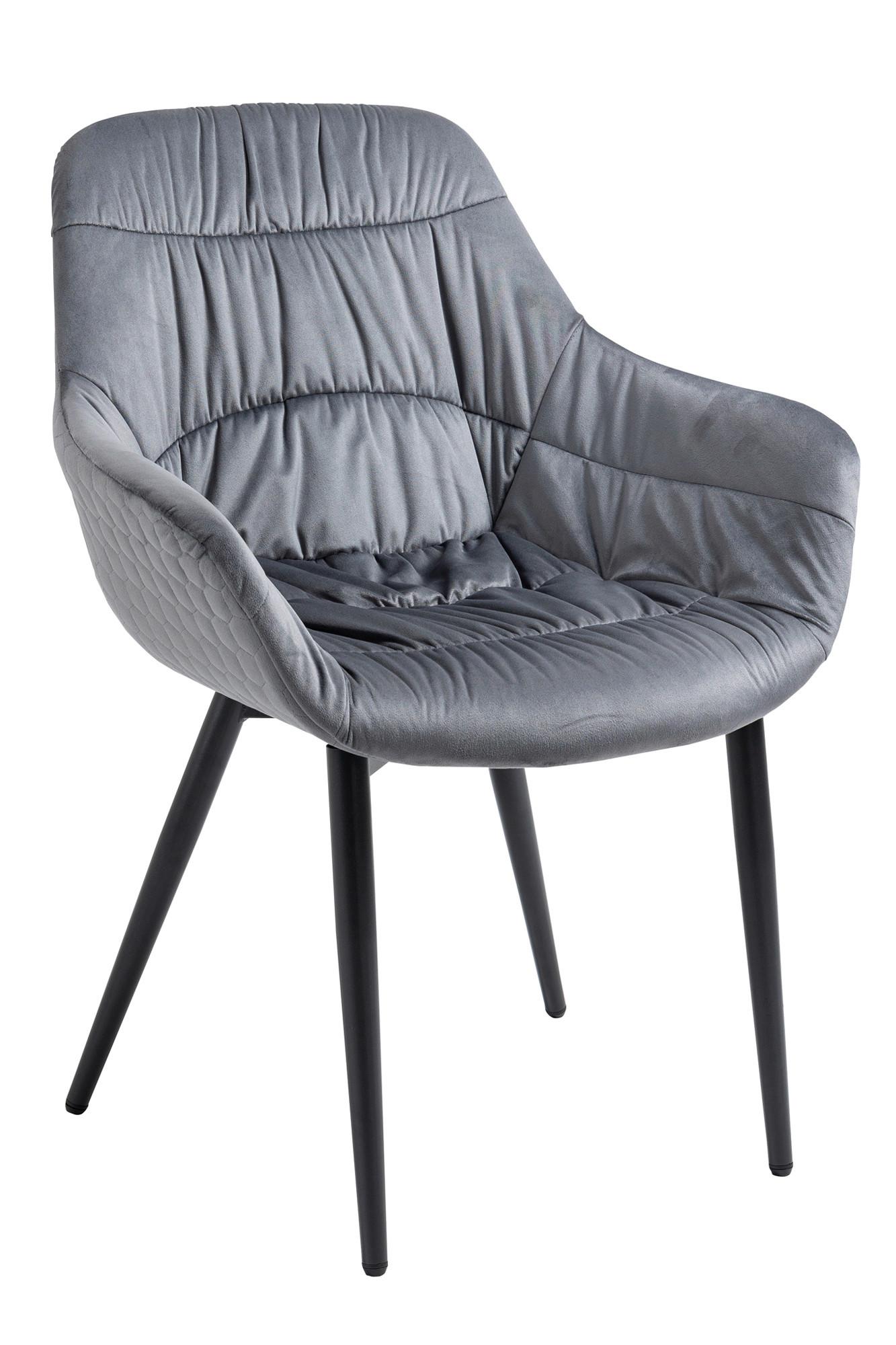 Naslanjač Samt, Siva - siva/črna, Moderno, kovina/tekstil (63/81,5/61cm) - Livetastic